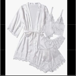 Silk satin pajamas set - white (bridal)